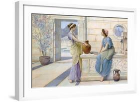 Two Women of Ancient Greece Filling their Water Jugs at a Fountain (Women of Corinth)-Henry Ryland-Framed Giclee Print