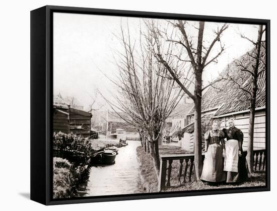 Two Women on a Canal Bank, Broek, Netherlands, 1898-James Batkin-Framed Stretched Canvas