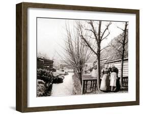 Two Women on a Canal Bank, Broek, Netherlands, 1898-James Batkin-Framed Photographic Print