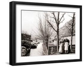 Two Women on a Canal Bank, Broek, Netherlands, 1898-James Batkin-Framed Photographic Print