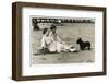 Two Women on Beach with Scots Terrier-null-Framed Photographic Print