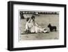 Two Women on Beach with Scots Terrier-null-Framed Photographic Print