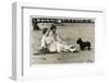 Two Women on Beach with Scots Terrier-null-Framed Photographic Print