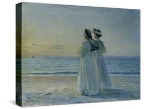Two Women on the Beach at Skagen, 1908-Michael Peter Ancher-Stretched Canvas