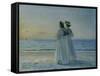 Two Women on the Beach at Skagen, 1908-Michael Peter Ancher-Framed Stretched Canvas