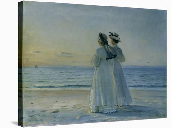 Two Women on the Beach at Skagen, 1908-Michael Peter Ancher-Stretched Canvas