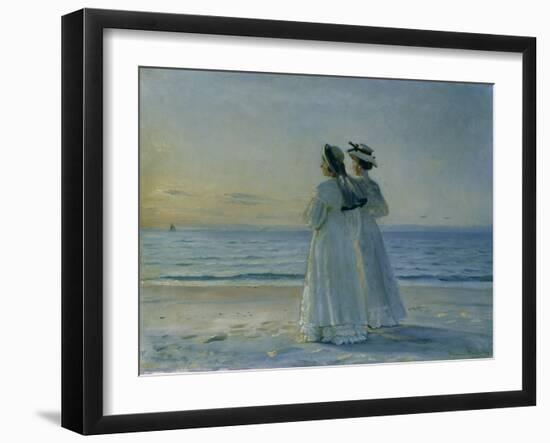 Two Women on the Beach at Skagen, 1908-Michael Peter Ancher-Framed Giclee Print
