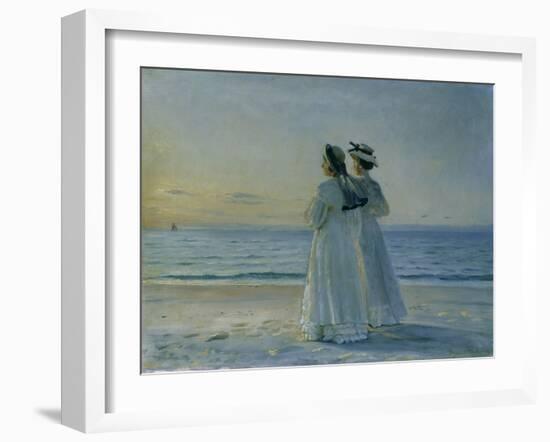 Two Women on the Beach at Skagen, 1908-Michael Peter Ancher-Framed Giclee Print