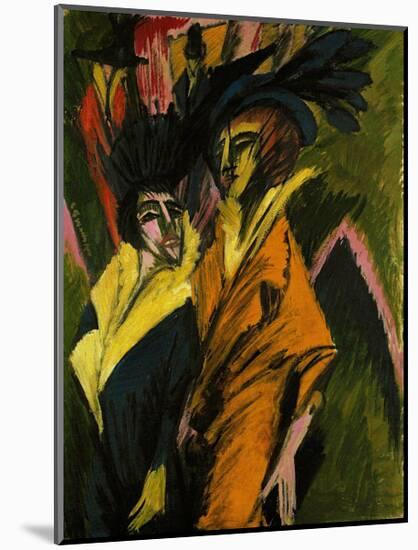 Two Women on the Street-Ernst Ludwig Kirchner-Mounted Art Print