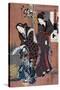Two Women, one Holding a Large Bowl, Japanese Wood-Cut Print-Lantern Press-Stretched Canvas