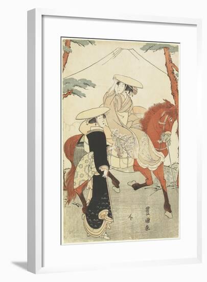 (Two Women, One Walking, One on Horseback), Late 18th-Early 19th Century-Utagawa Toyokuni-Framed Giclee Print