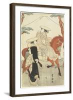 (Two Women, One Walking, One on Horseback), Late 18th-Early 19th Century-Utagawa Toyokuni-Framed Giclee Print