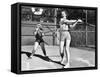 Two Women Playing Baseball-null-Framed Stretched Canvas