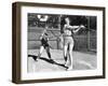 Two Women Playing Baseball-null-Framed Photo