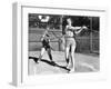 Two Women Playing Baseball-null-Framed Photo
