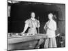 Two women Playing Billiards at Pool Hall Photograph-Lantern Press-Mounted Art Print