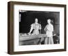 Two women Playing Billiards at Pool Hall Photograph-Lantern Press-Framed Art Print