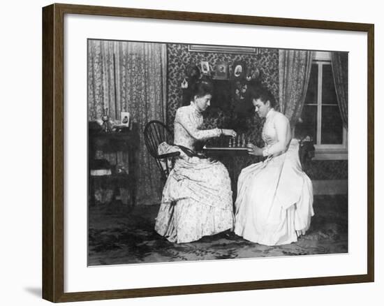 Two Women Playing Chess-null-Framed Photographic Print