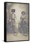 Two Women, Probably French, with Bicycles-null-Framed Stretched Canvas