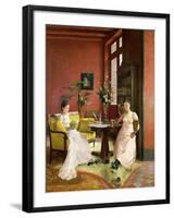 Two Women Reading in an Interior-Jean Georges Ferry-Framed Giclee Print