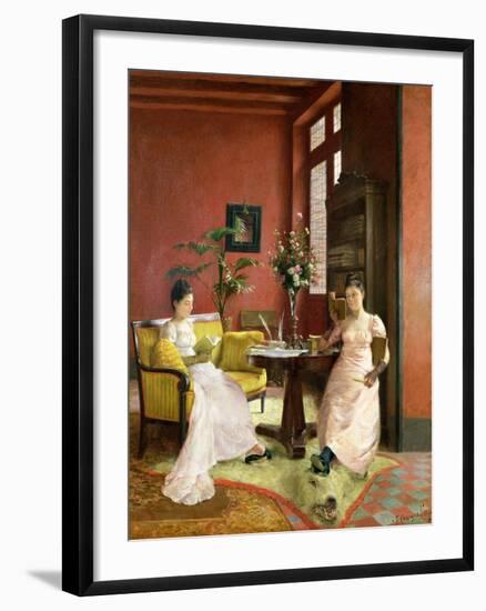 Two Women Reading in an Interior-Jean Georges Ferry-Framed Giclee Print