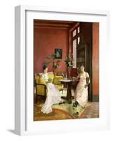 Two Women Reading in an Interior-Jean Georges Ferry-Framed Giclee Print