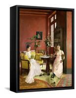 Two Women Reading in an Interior-Jean Georges Ferry-Framed Stretched Canvas