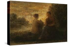 Two Women Seated near a Lake-Ignace Henri Jean Fantin-Latour-Stretched Canvas