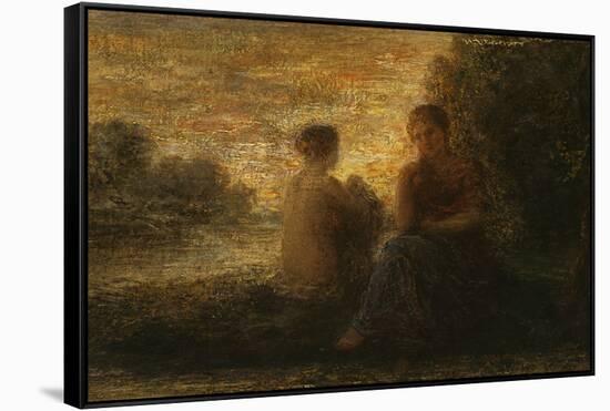 Two Women Seated near a Lake-Ignace Henri Jean Fantin-Latour-Framed Stretched Canvas