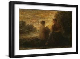 Two Women Seated near a Lake-Ignace Henri Jean Fantin-Latour-Framed Giclee Print