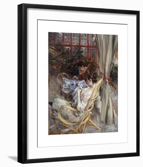 Two Women Sewing-Giovanni Boldini-Framed Premium Giclee Print