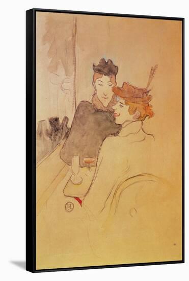 Two Women Sitting in a Cafe-Henri de Toulouse-Lautrec-Framed Stretched Canvas