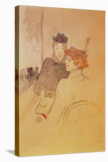 Two Women Sitting in a Cafe-Henri de Toulouse-Lautrec-Stretched Canvas