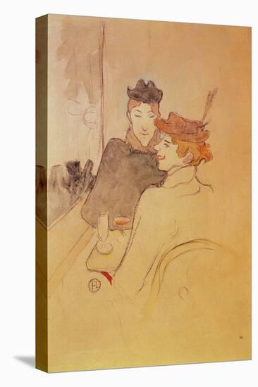 Two Women Sitting in a Cafe-Henri de Toulouse-Lautrec-Stretched Canvas