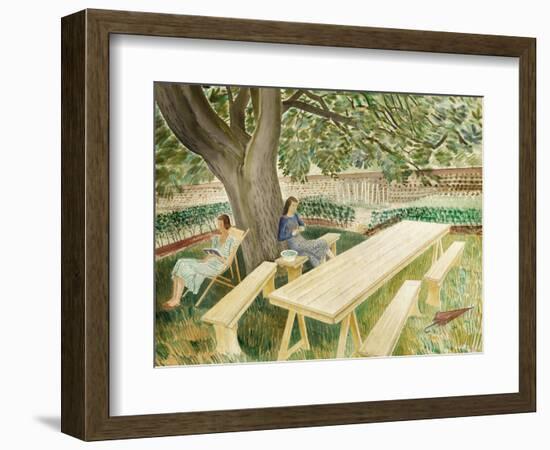 Two Women Sitting in a Garden, 1933-Eric Ravilious-Framed Giclee Print