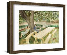 Two Women Sitting in a Garden, 1933-Eric Ravilious-Framed Giclee Print