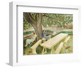 Two Women Sitting in a Garden, 1933-Eric Ravilious-Framed Giclee Print