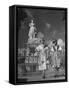 Two Women Standing in Front of a Statue of the Empress Josephine on the Island of Martinique-null-Framed Stretched Canvas