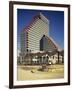 Two Women Talking on the Beach, Opera Tower in the Background, in Tel Aviv, Israel, Middle East-Simanor Eitan-Framed Photographic Print