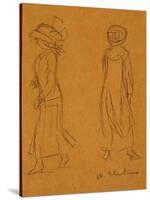 Two Women Walking Away from Each Other (Pencil on Paper)-William James Glackens-Stretched Canvas