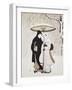 Two Women Walking under Snow-null-Framed Giclee Print