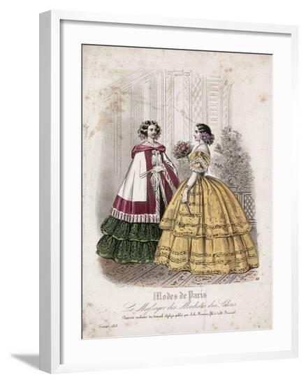 Two Women Wearing the Latest Fashions, 1858--Framed Giclee Print