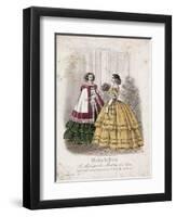 Two Women Wearing the Latest Fashions, 1858-null-Framed Giclee Print