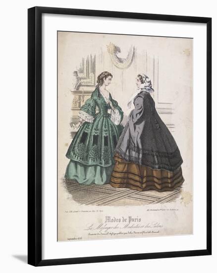 Two Women Wearing the Latest Fashions, 1858-null-Framed Giclee Print