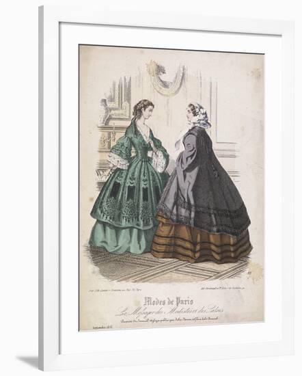 Two Women Wearing the Latest Fashions, 1858-null-Framed Giclee Print