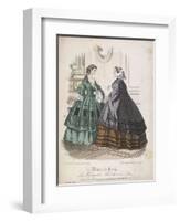 Two Women Wearing the Latest Fashions, 1858-null-Framed Giclee Print