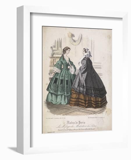 Two Women Wearing the Latest Fashions, 1858-null-Framed Giclee Print