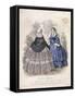 Two Women Wearing the Latest Fashions in a Garden Setting, 1858-null-Framed Stretched Canvas