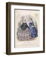 Two Women Wearing the Latest Fashions in a Garden Setting, 1858-null-Framed Giclee Print