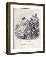 Two Women Wearing the Latest Fashions in an Outdoor Setting, 1860-Jules David-Framed Giclee Print